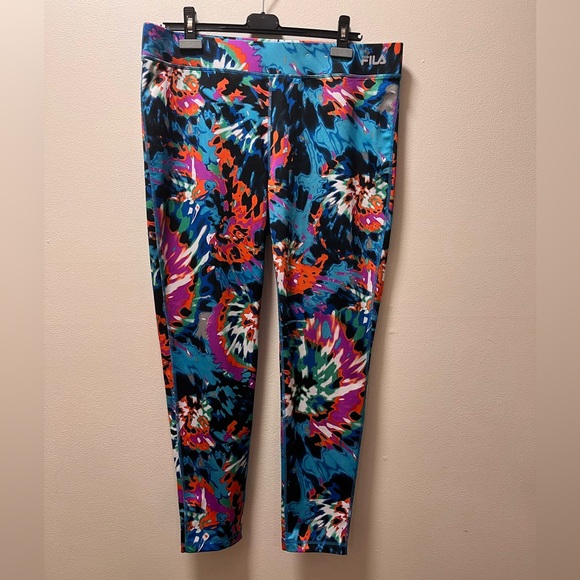 Fila Pants - FILA Performance Chic Athletic Runner/Yoga Pants, Sz XL, Bold Paintbrush Pattern